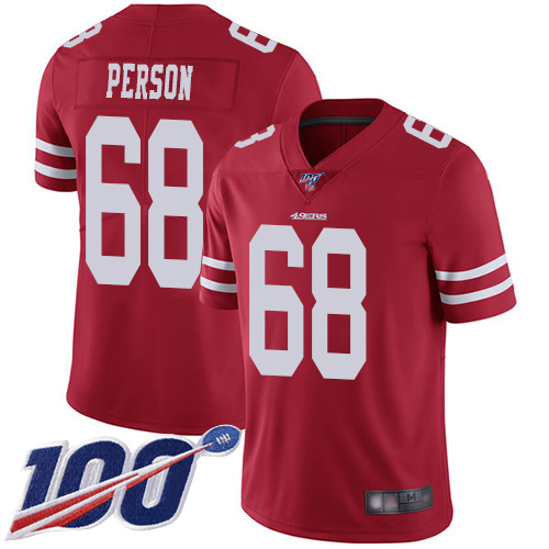 San Francisco 49ers Limited Red Men Mike Person Home NFL Jersey #68 100th Season Vapor Untouchable->san francisco 49ers->NFL Jersey